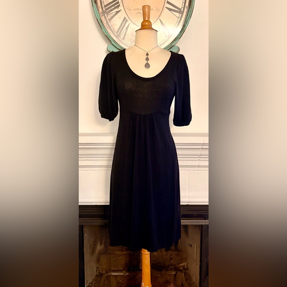 Lapis Black Empire Waist Dress